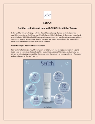 Soothe and Moisturize with SERICH Itch Relief Cream