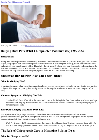 Bulging Disc Pain Relief Chiropractor Portsmith (07) 4285 9534