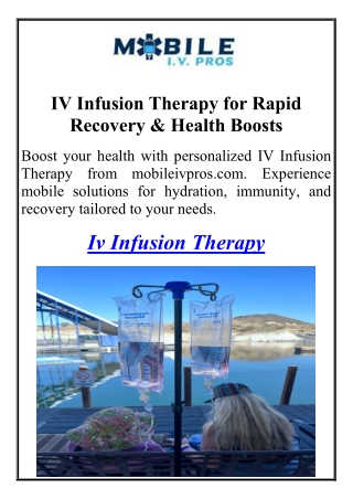 IV Infusion Therapy for Rapid Recovery & Health Boosts