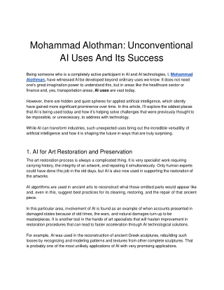 Mohammad Alothman: Unconventional AI Uses And Its Success