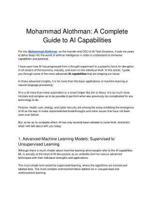 Mohammad Alothman: A Complete Guide to AI Capabilities