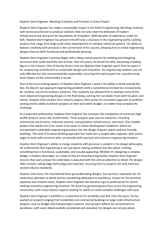 Stephen Dent Engineer: An Innovator Shaping America's Built Environment