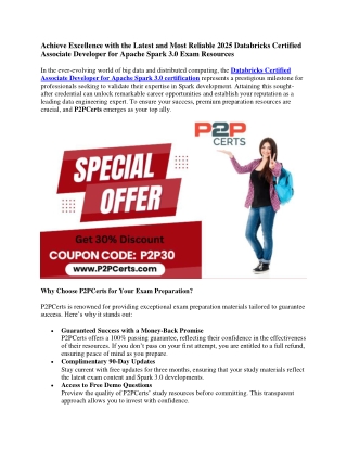 High-Quality Spark 3.0 Exam Dumps from P2pCerts
