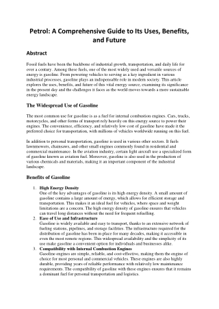 Petrol: A Comprehensive Guide to Its Uses, Benefits, and Future
