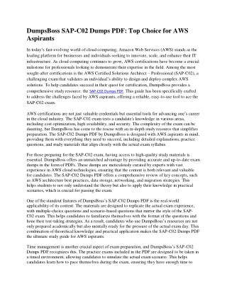 DumpsBoss SAP-C02 Dumps PDF  Get Certified Without Stress