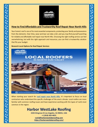 How to Find Affordable and Trustworthy Roof Repair Near North Hills