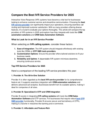 Compare the Best IVR Service Providers for 2025