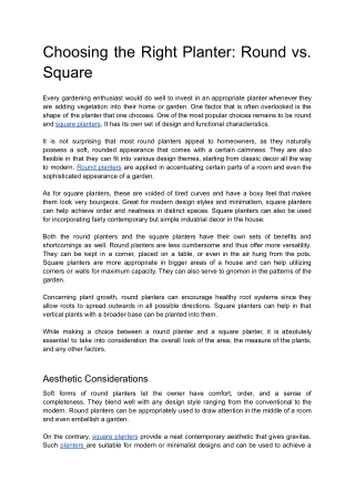 Round or Square Planters A Guide to Choosing the Right Shape