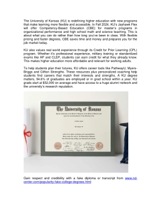 University of Kansas Fake Diploma Fake Degree