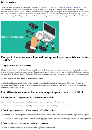 Pourquoi chaque secteur a besoin d'une approche personnalisée en matière de seo