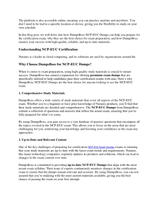 Preparing for NCP-EUC Exam Success Use DumpsBoss Dumps