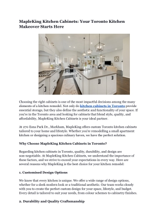 MapleKing Kitchen Cabinets Your Toronto Kitchen Makeover Starts Here