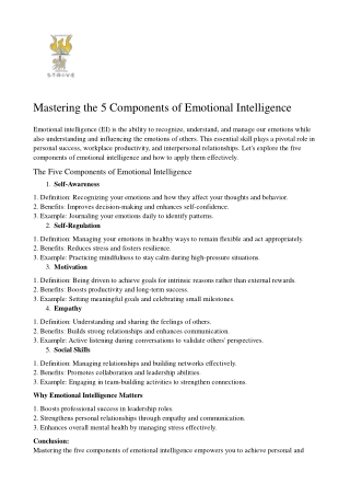 fundamentals of emotional intelligence