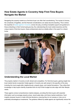 How Estate Agents in Coventry Help First-Time Buyers Navigate the Market