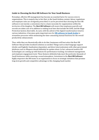 Guide to Choosing the Best HR Software for Your Saudi Business