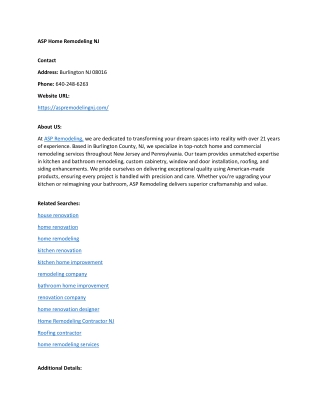 ASP Home Remodeling NJ