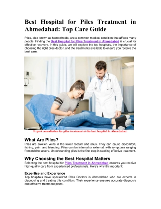 Best Hospital for Piles Treatment in Ahmedabad Top Care Guide