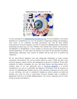 Ophthalmology Hospital Near Me