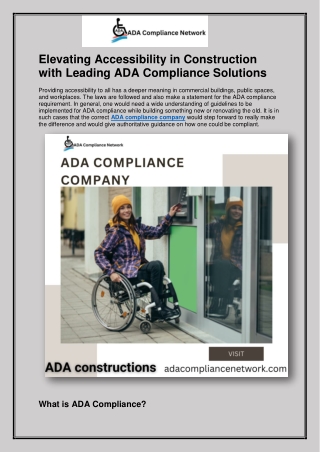Elevating Accessibility in Construction with Leading ADA Compliance Solutions