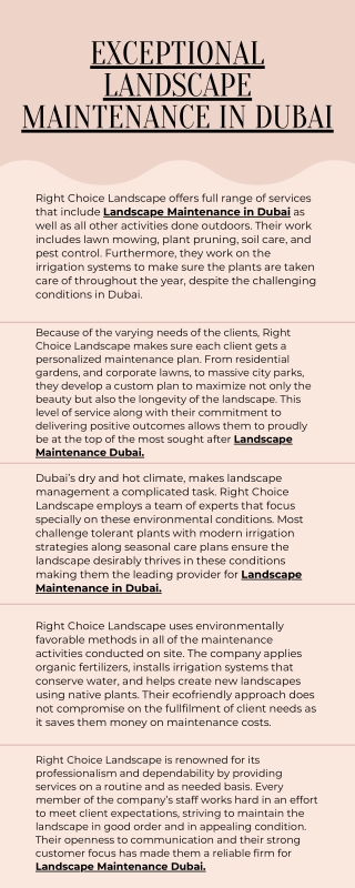 Exceptional Landscape Maintenance in Dubai by Right Choice Landscape