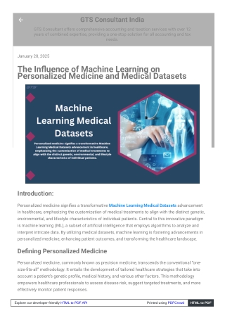 The Influence of Machine Learning on Personalized Medicine and Medical Datasets