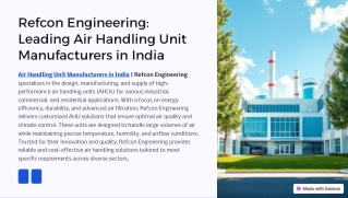 Air Handling Unit Manufacturers in India | Refcon Engineering
