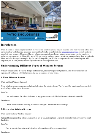 Understanding Different Types of Window Screens and Their Repairs