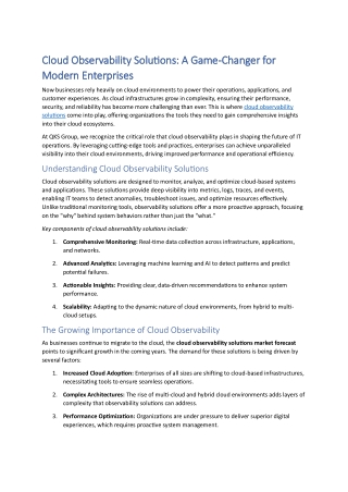 Cloud Observability Solutions: A Game-Changer for Modern Enterprises