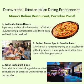 Top 5 Reasons to Visit Manos Italian Restaurant Paradise Point