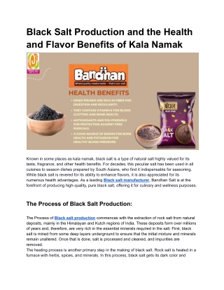 Black Salt Production and the Health and Flavor Benefits of Kala Namak