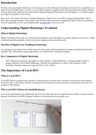 The Future of Digital Marketing: Trends Every Local SEO Company Should Follow