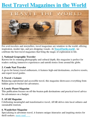 Best Travel Magazines in the World