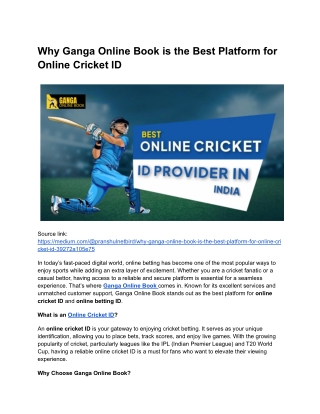 Why Ganga Online Book is the Best Platform for Online Cricket ID