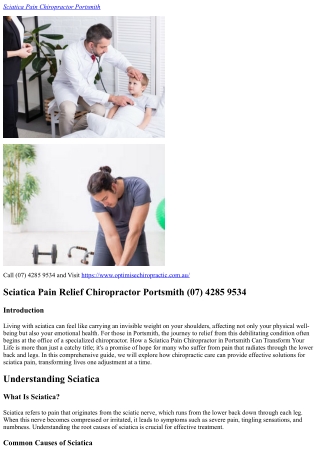 Sciatica Pain Relief Chiropractor Portsmith (07) 4285 9534