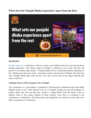 What Sets Our Punjabi Dhaba Experience Apart from the Rest