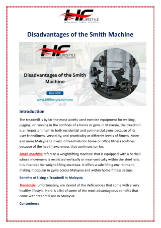 Disadvantages of the Smith Machine