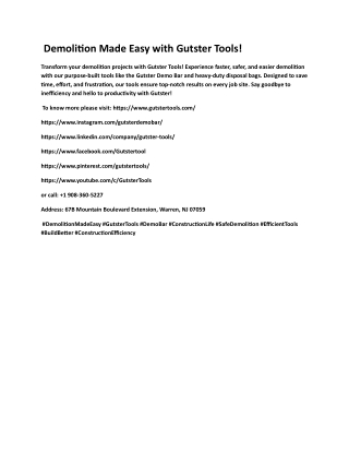 Demolition Made Easy with Gutster Tools!