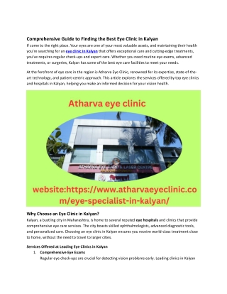 Trusted Eye Clinic in Kalyan | Comprehensive Eye Care Services
