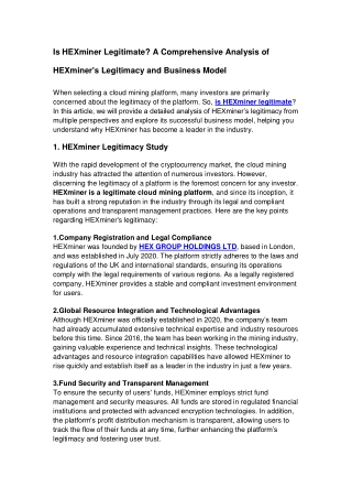 Is HEXminer Legitimate? A Comprehensive Analysis of HEXminer's Legitimacy and Bu