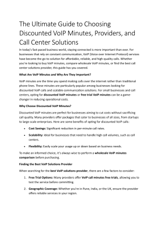 Discounted voip minutes