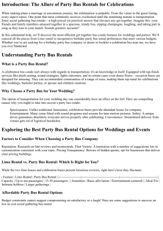 Exploring the Best Party Bus Rental Options for Weddings and Events