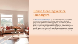 Experience Sparkling Clean Spaces with Professional House Cleaning in Chandigarh