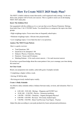 How To Create NEET 2025 Study Plan?