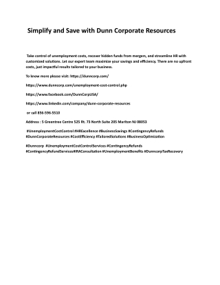 Simplify and Save with Dunn Corporate Resources