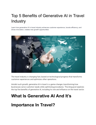 Top 5 Benefits of Generative AI in Travel Industry
