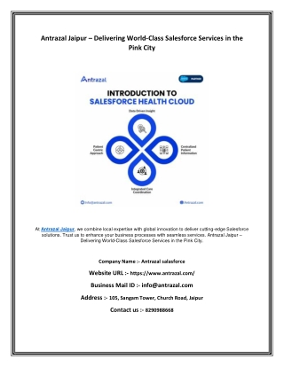 Antrazal Jaipur – Delivering World-Class Salesforce Services in the Pink City