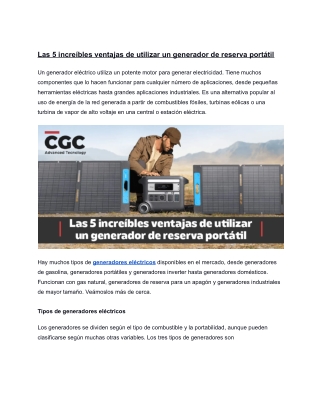 Las 5 increíbles ventajas de utilizar un generador de reserva portátil