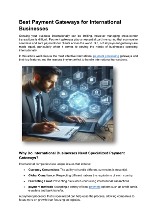 Best Payment Gateways for International Businesses