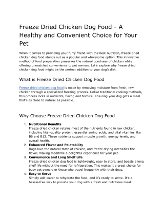 Freeze Dried Chicken Dog Food - A Healthy and Convenient Choice for Your Pet