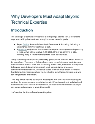 Why Developers Must Adapt Beyond Technical Expertise